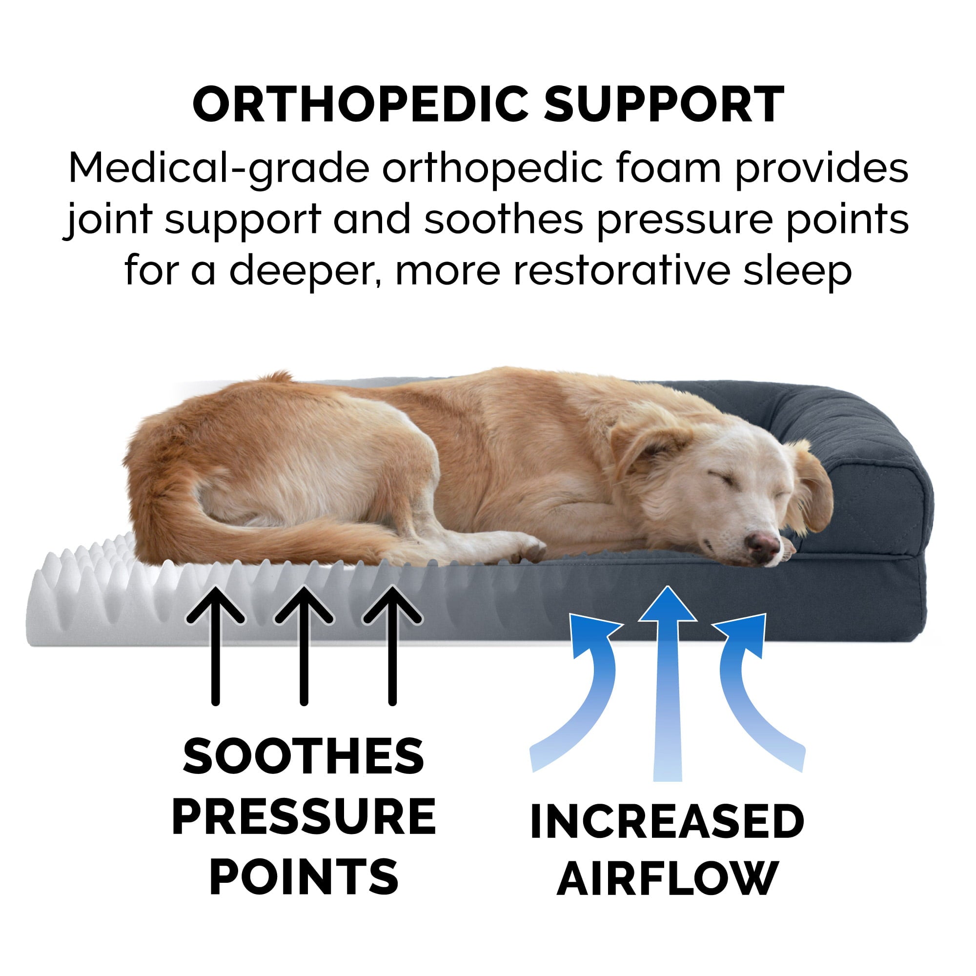 Furhaven Pet Products Orthopedic Quilted Sofa-Style Couch Pet Bed for Dogs and Cats， Iron Gray， Jumbo