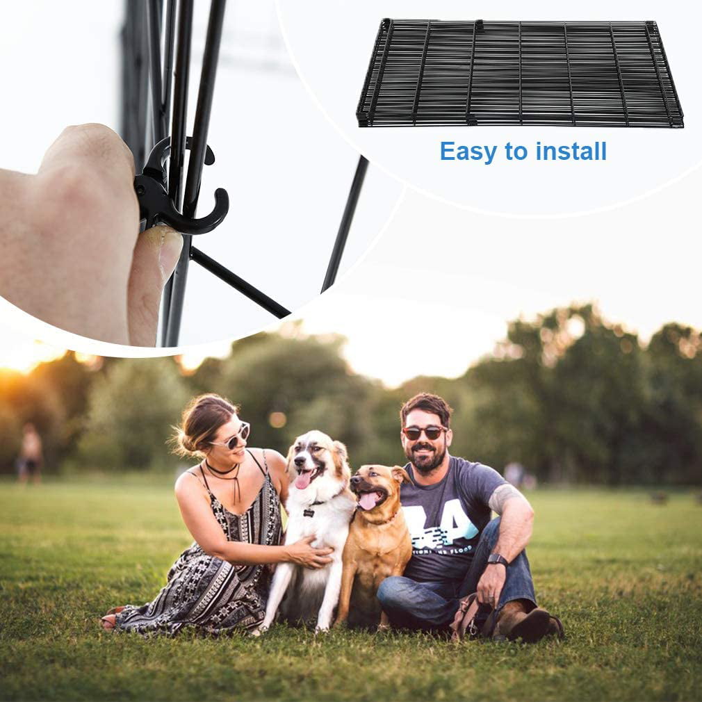 Bestpet Playpen Dog Fence， Exercise Pen Metal Wire Portable Crate Kennel Cage for Small Pet (Dog， Cat， Rabbit) Black， 24 Inches