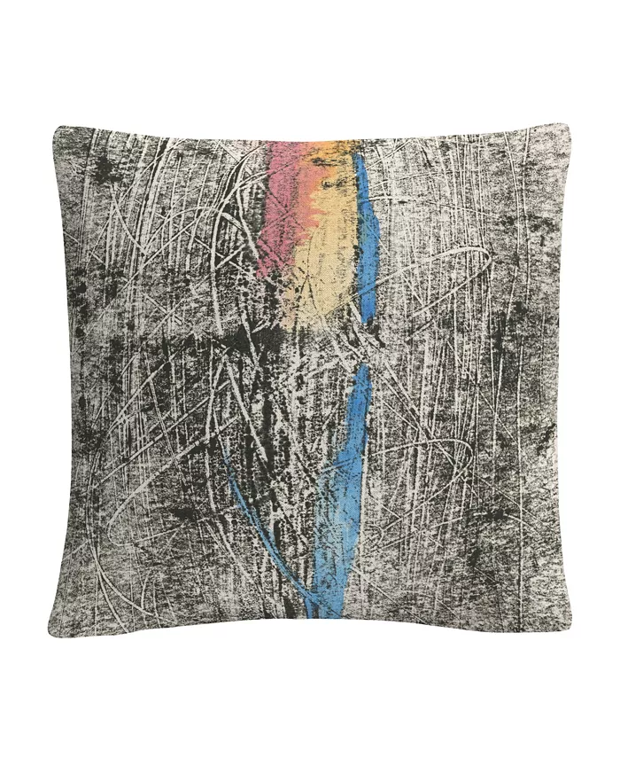Baldwin Anthony Sikich Flame on Black Colorful Shapes Line Composition Decorative Pillow， 16