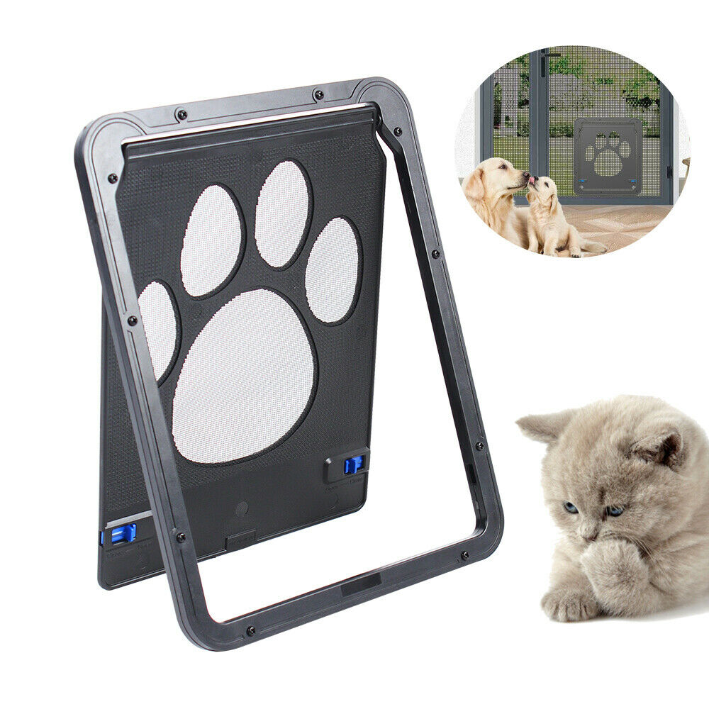 CNCEST 9.45*11.42 inch Pet Cat Puppy Dog Magnetic Lock Safe Anti-Bite Flap Door Animal Gate Large
