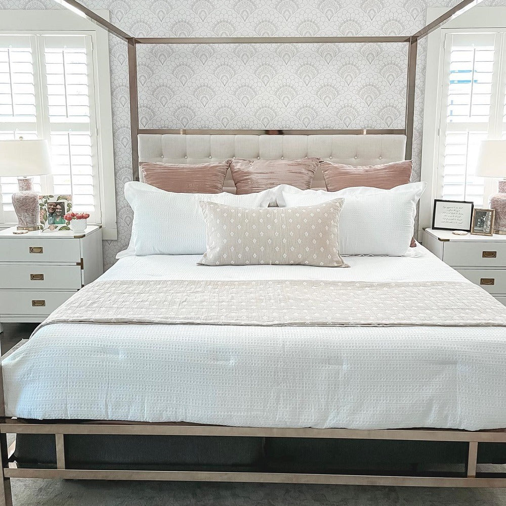 The Alieta Bundle: Haniya Waffle Comforter Set + Hygge Kantha Coverlet Set