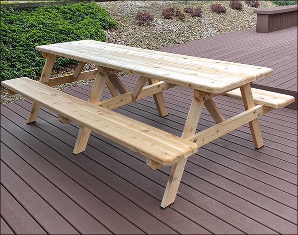 10' Red Cedar Picnic Table with Attached Benches