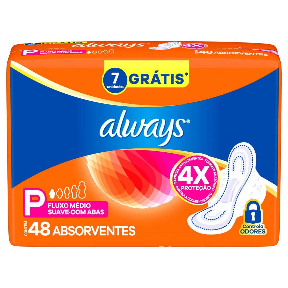 Absorvente Always P Suave com Abas 48 Unidades