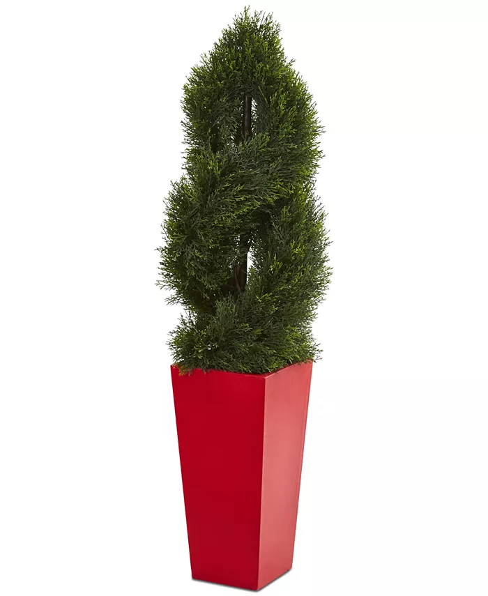 Nearly Natural 4.5' UV-Resistant Double Pond Cypress Spiral Artificial Tree in Planter