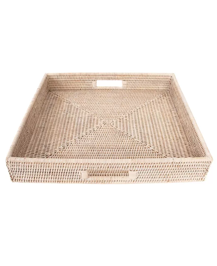 Artifacts Trading Company Square Ottoman Tray with Cutout Handles