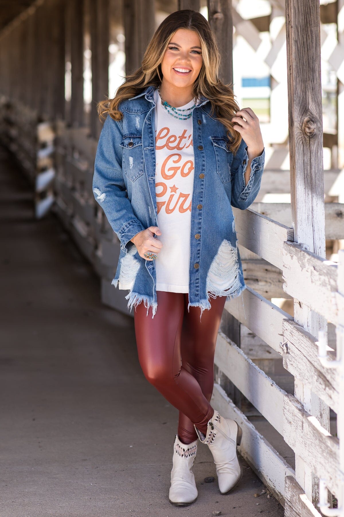 Maroon Faux Leather High Rise Leggings
