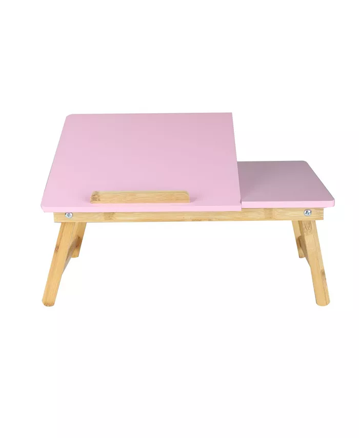 Mind Reader Bed Tray， Adjustable Lap Desk Breakfast Table with Foldable Legs and Tilting Section