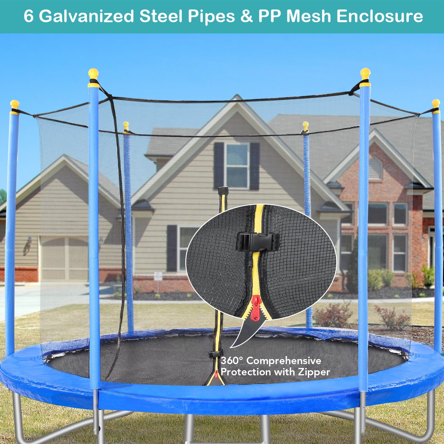 Maxkare 10FT Trampoline with Safety Enclosure for kids and adults， 264 lbs Weight Capacity Outdoor