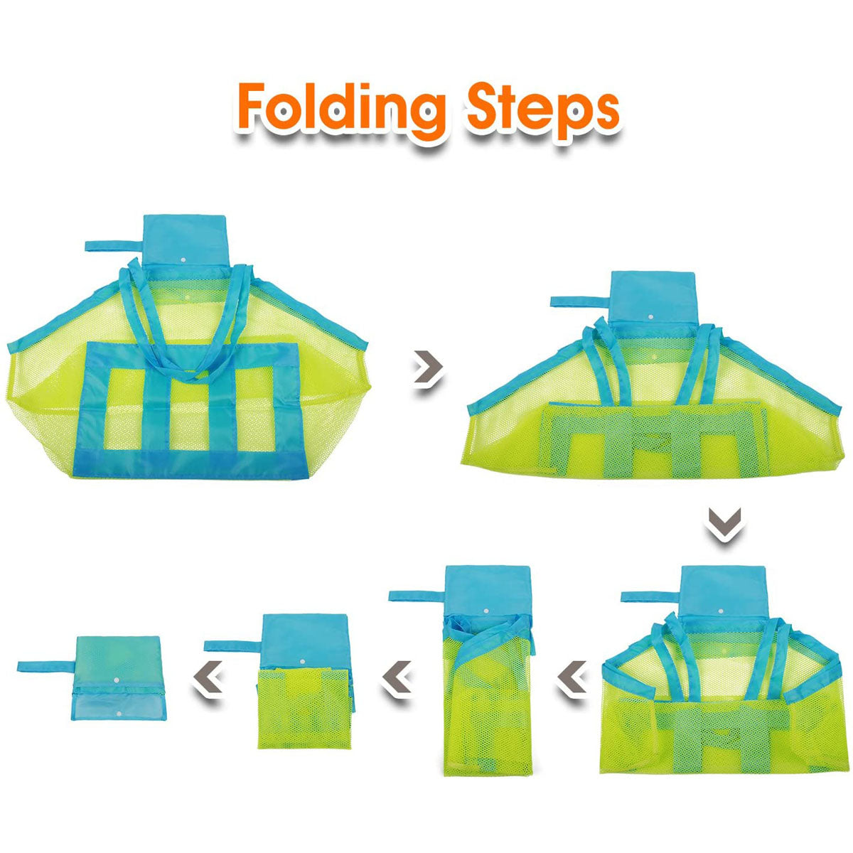 Canis Foldable Beach Bag Sand Away Beach Mesh Toy Sea Shell Tote Kids Toy Storage Bag