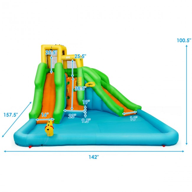 Inflatable Water Park Bounce House Kids Castle Jumper with Climbing Wall without Blower