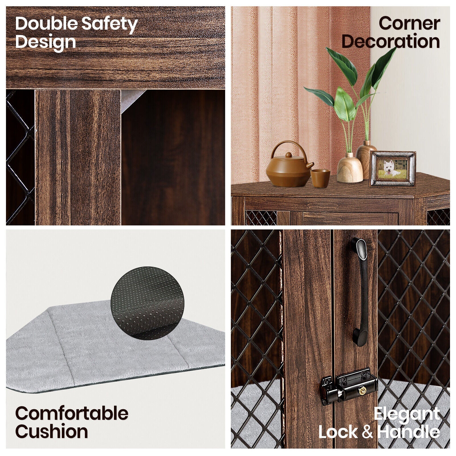 Dog Crate - Indoor Corner Cat And Dog Cage With Cushion(Medium/Large)