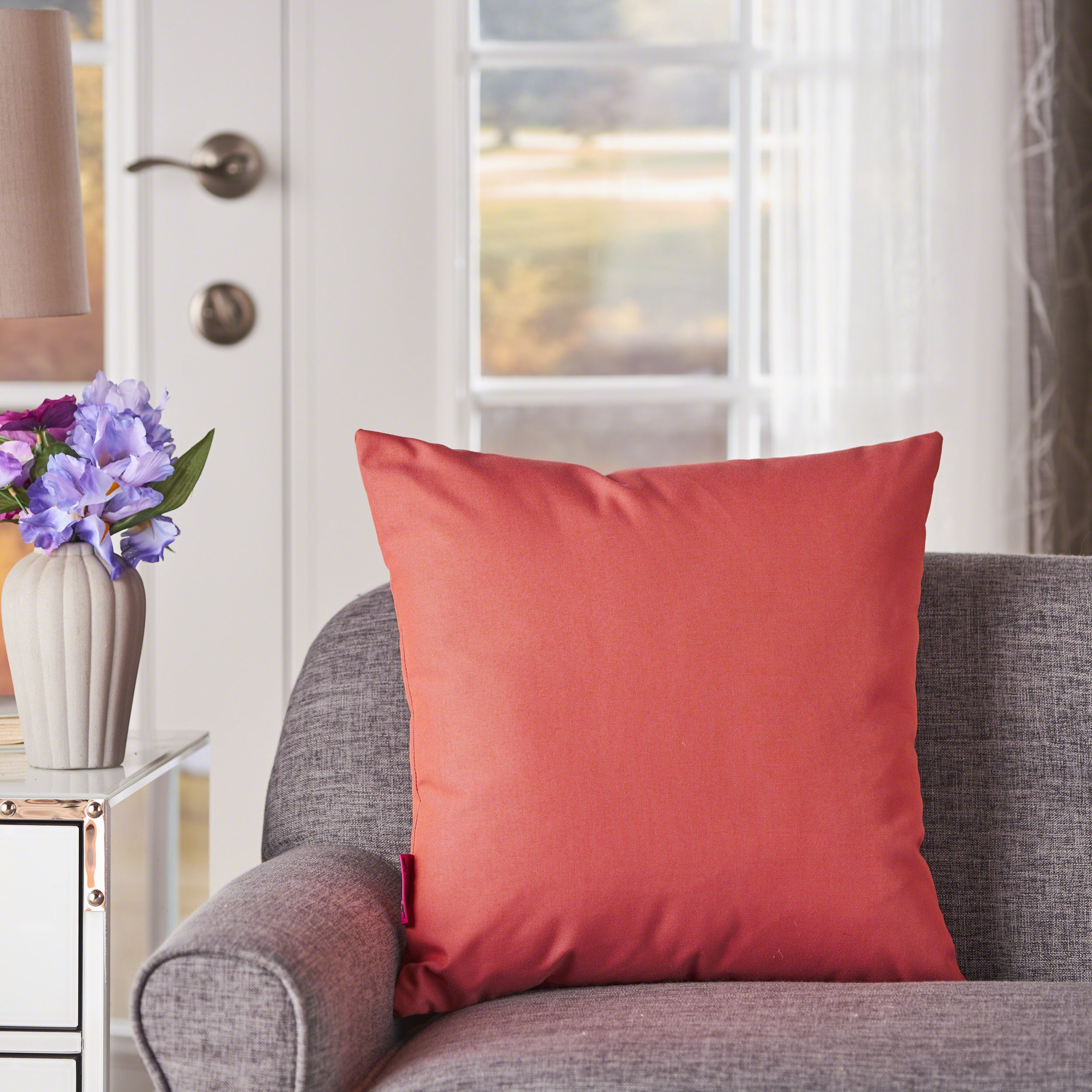 Kaffe Indoor Red Water Resistant Square Throw Pillow