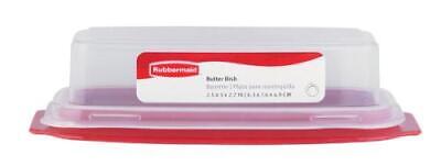 2Pc Rubbermaid Red Plastic Snap Fit Lid Dishwasher Safe Airtight Butter Dish 3.1 W x 2.1 H x 7.8 L in.