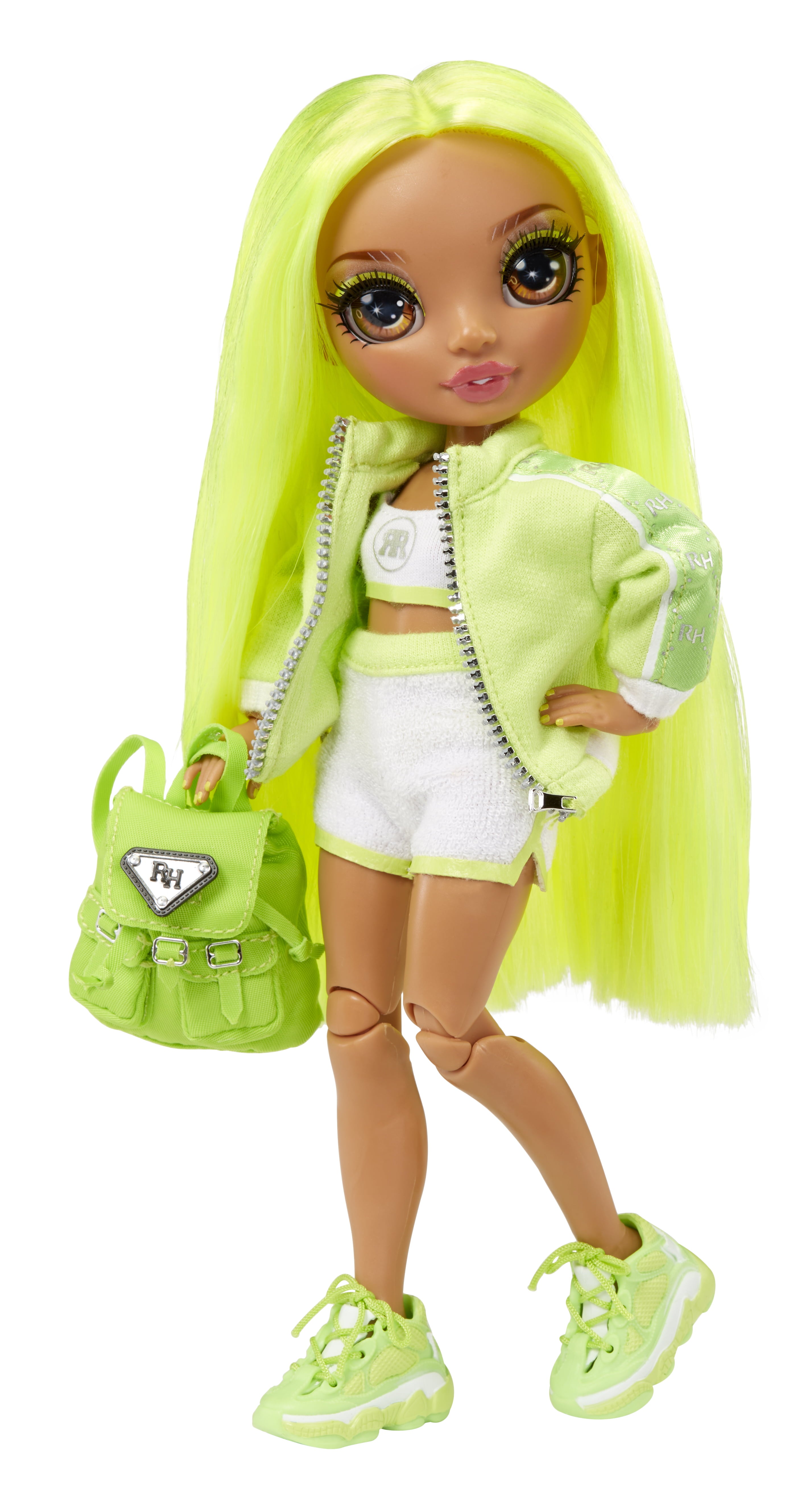 Rainbow High Jr High Karma Nichols- 9-inch NEON GREEN Fashion Doll with Doll Accessories- Open and Closes Backpack. Great Gift for Kids 6-12 Years Old and Collectors