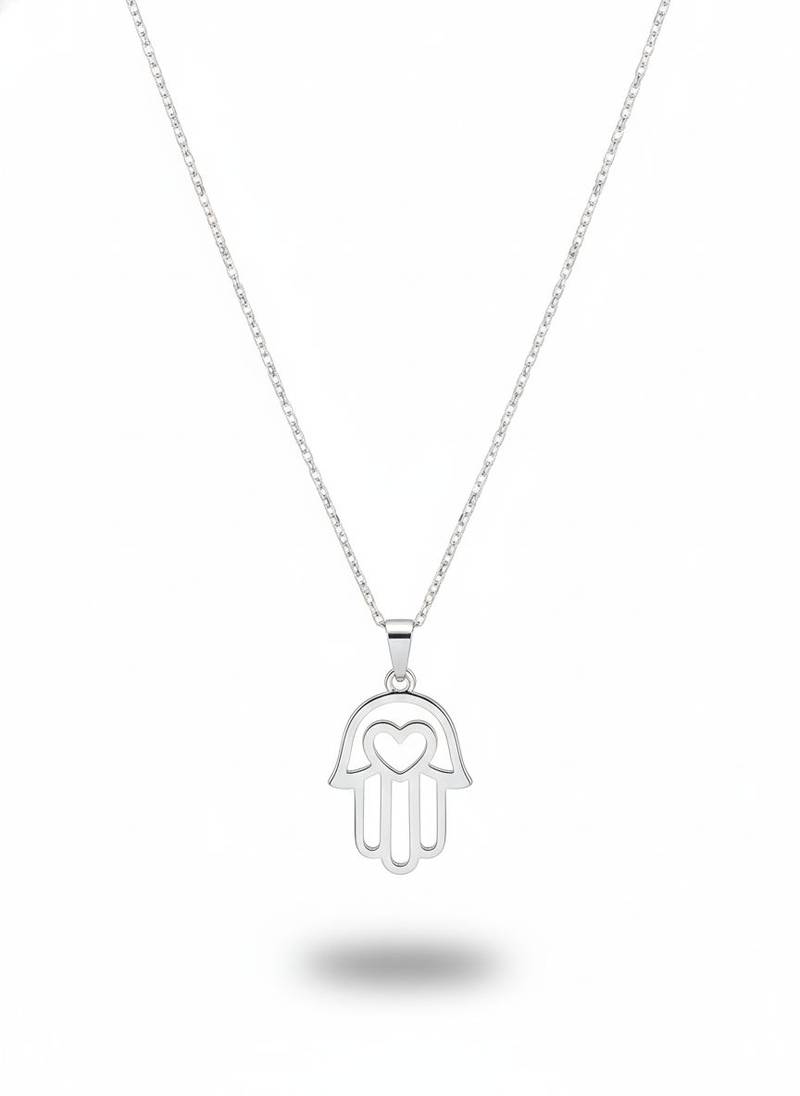 Colar Pintg. Mão Hamsa C/ Coração