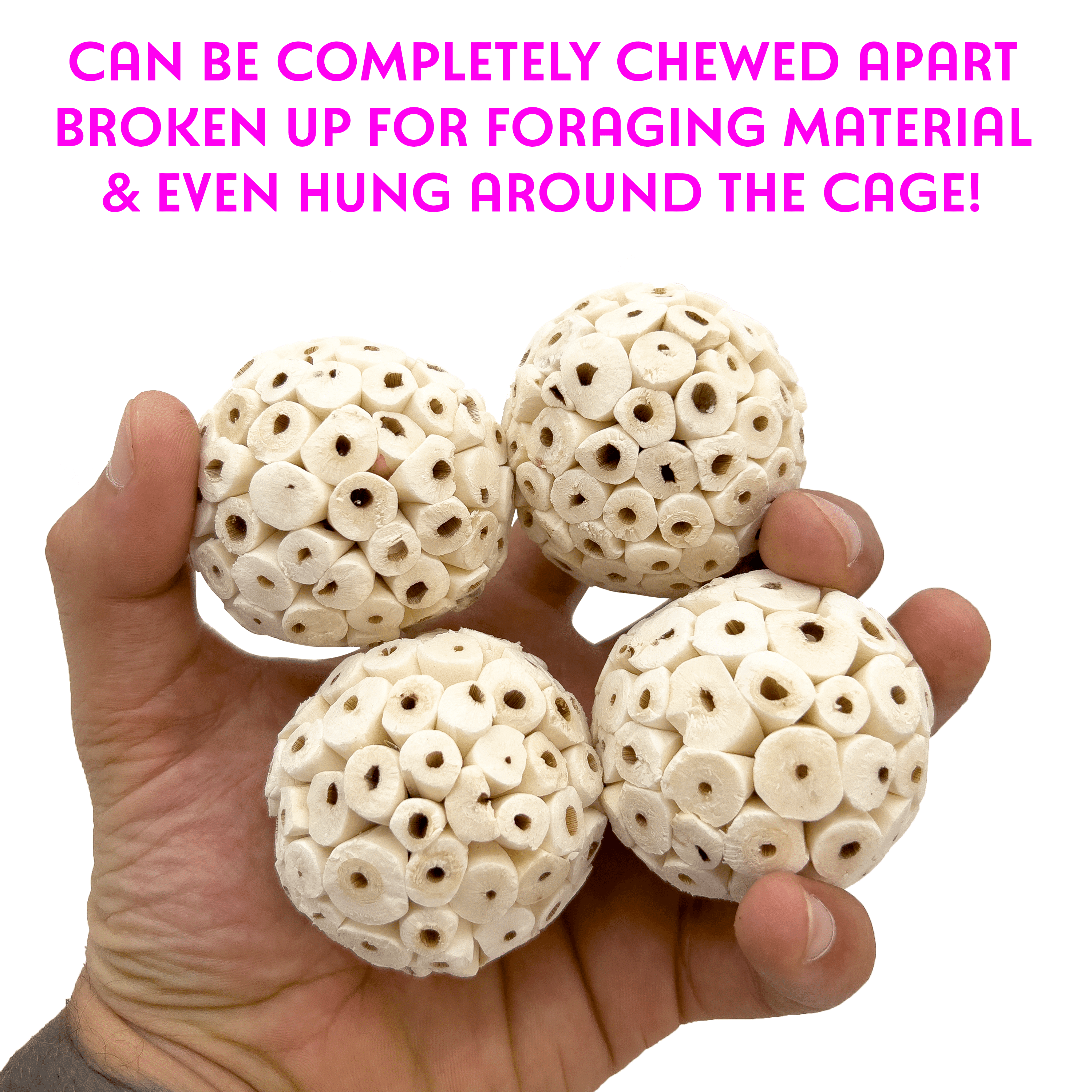 5106 Pk12 Small Sola Bird Balls MandM Bird Toys Natural Material Shredding