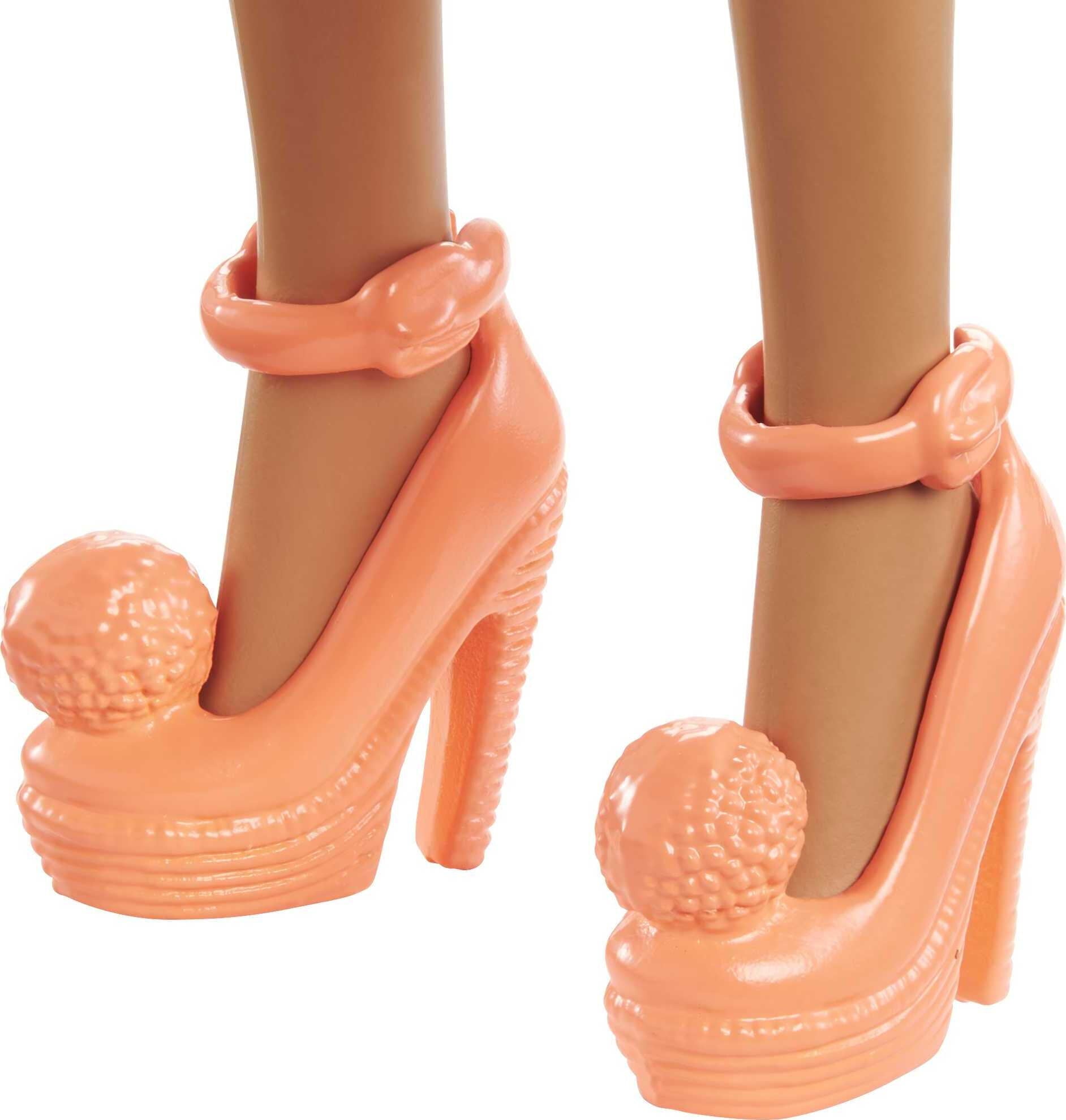 Barbie Fashionistas Doll #200 in Lime Green Polka Dot Romper with Brunette Hair & Accessories