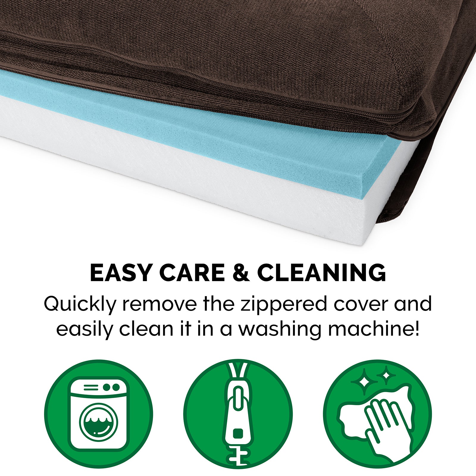 FurHaven | Cooling Gel Faux Fleece and Chenille Sofa Pet Bed for Dogs and Cats， Coffee， Medium