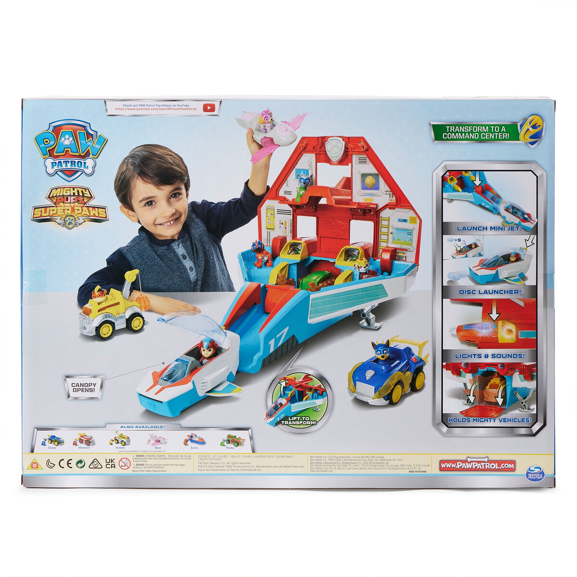 Paw Patrol Super Paws 2 in 1 Transforming Mighty Pups Jet Command Center