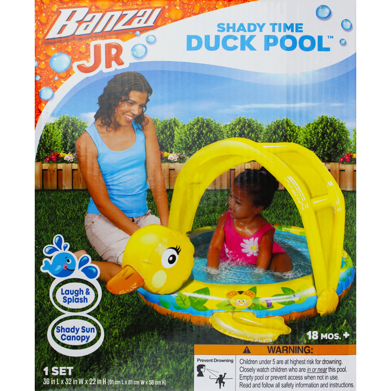 Banzai JR Inflatable Shady Time Duck Pool with Sun Canopy 18 months +