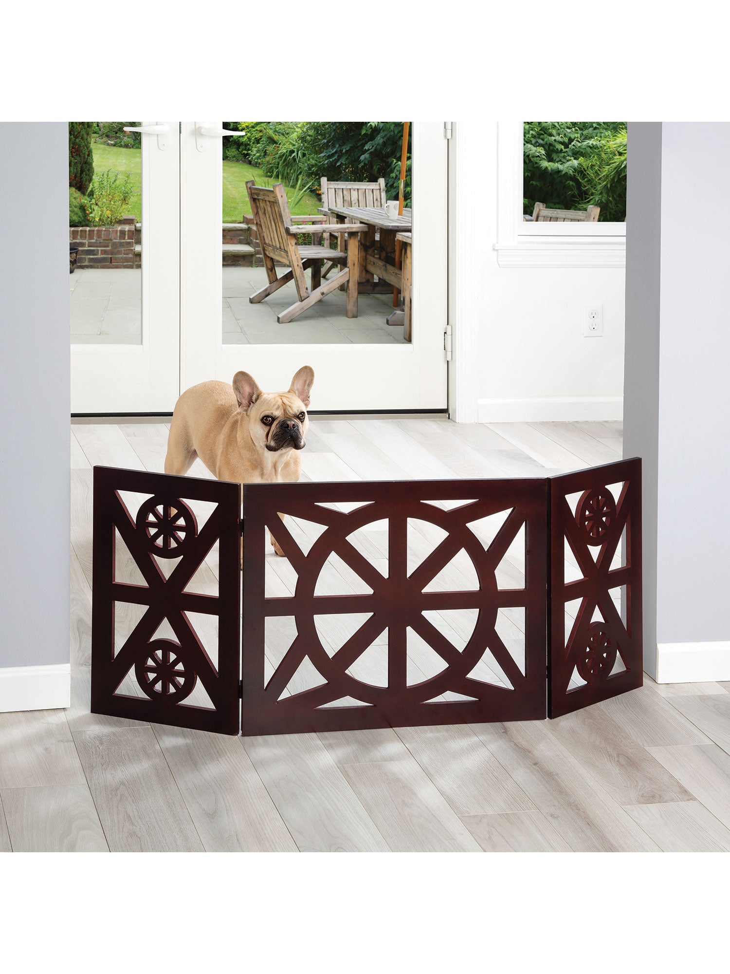 Etna 3 Panel Pet Gate - Trifold Wagon Wheel Dog Gate for Stairs - 48