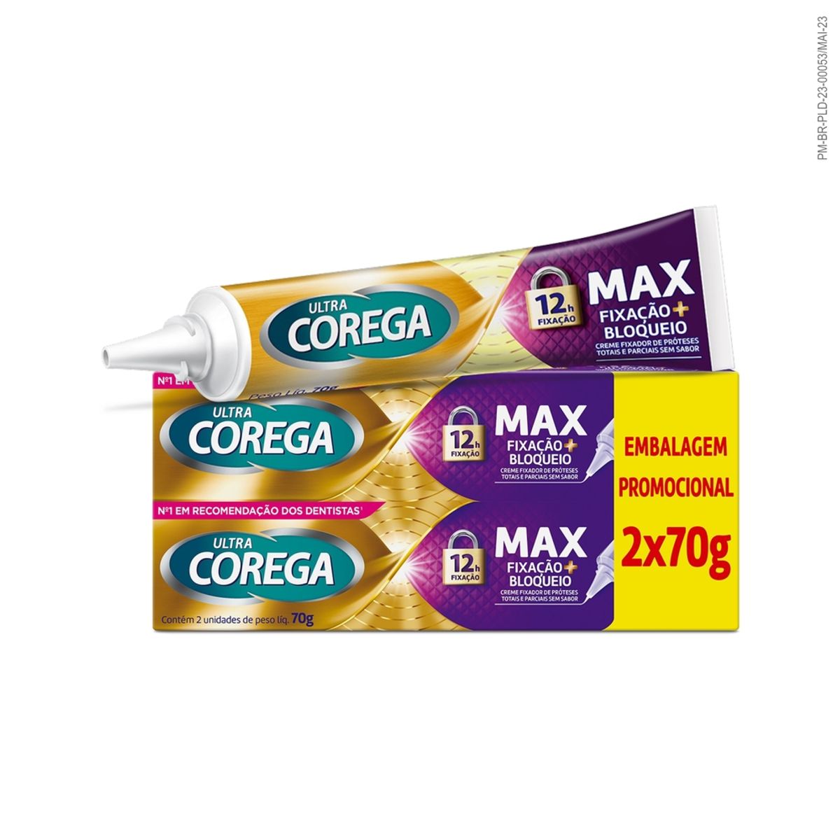 Kit Ultra Corega Creme Max Fixacao Mais Bloqueio Fixador De Protese Com 2 Unidades de 70g