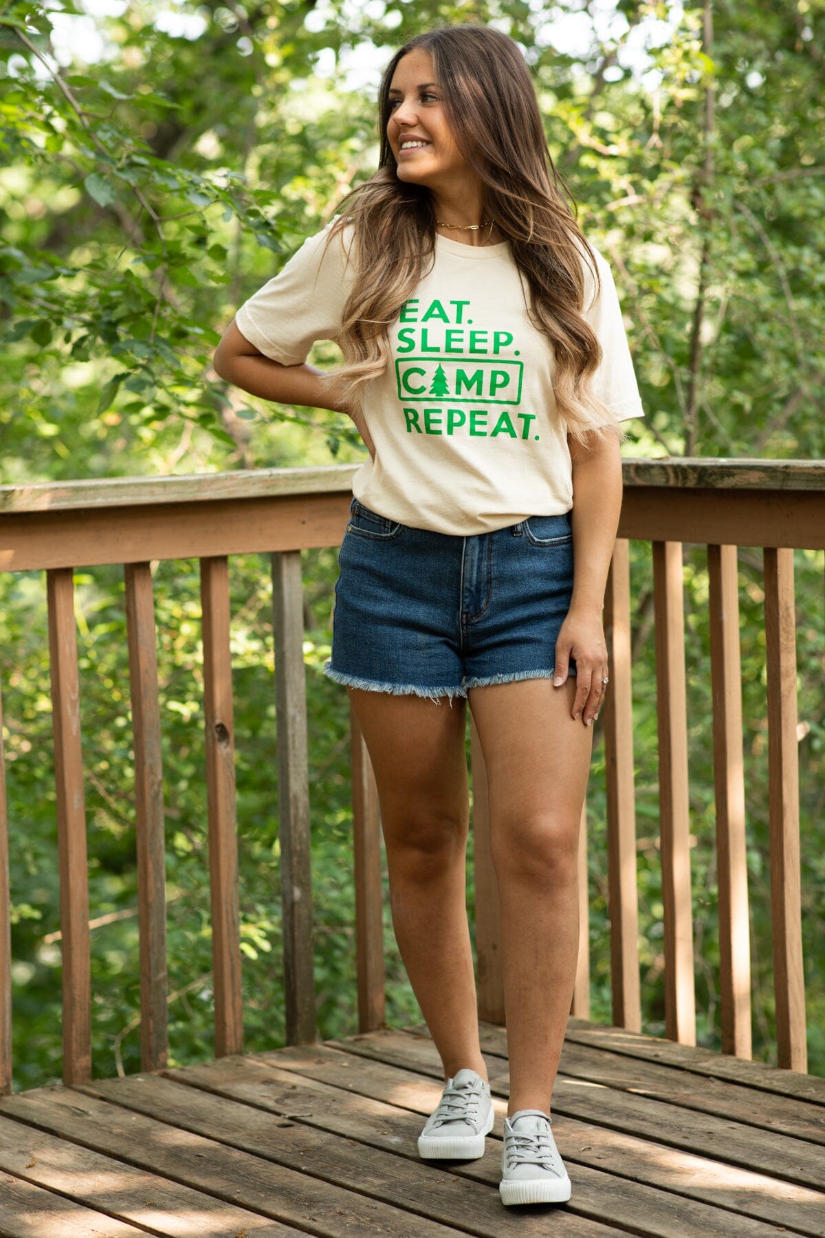 Cream Eat Sleep Camp Repeat Graphic Tee