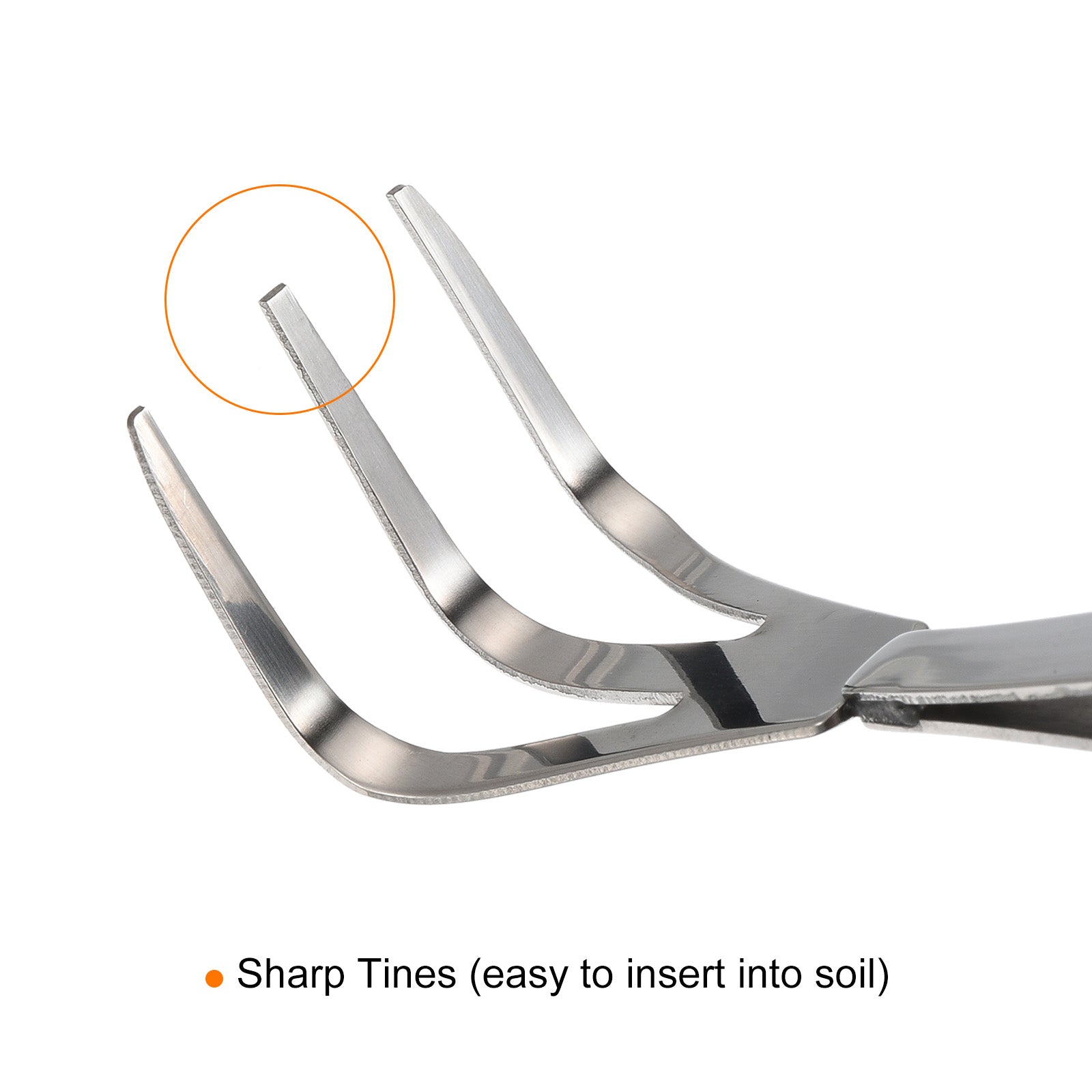 Uxcell Root Rake, Stainless Steel 3 Prong Hardened Loosening Soil Cultivator with Tweezers Silver
