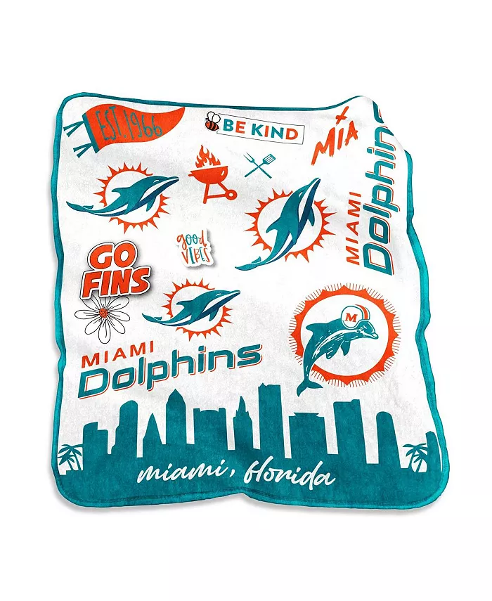 Logo Brands Miami Dolphins 50'' x 60'' Native Raschel Plush Throw Blanket