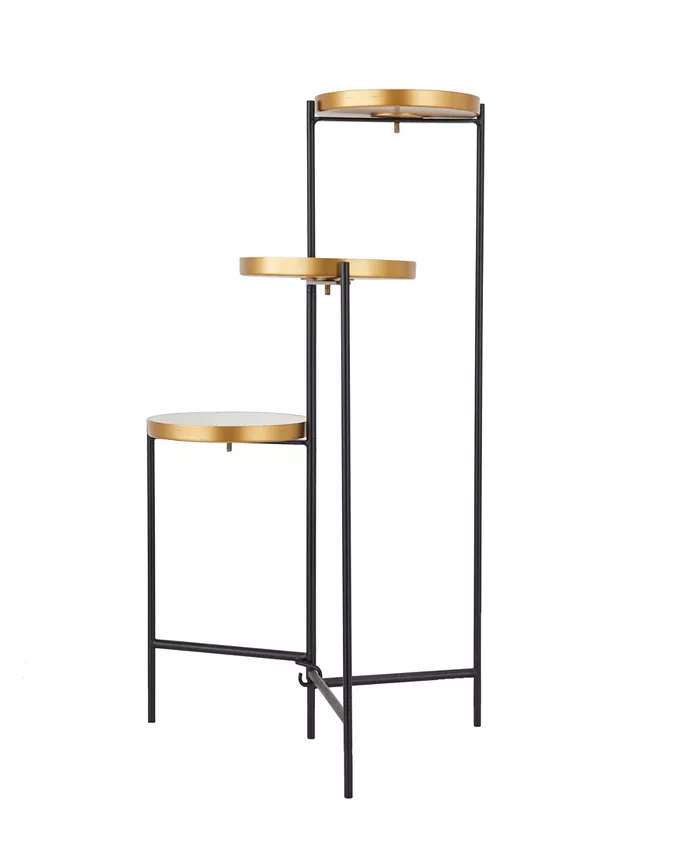 Rosemary Lane Metal Foldable 3 Tier Plant Stand with Enameled Interior， 22
