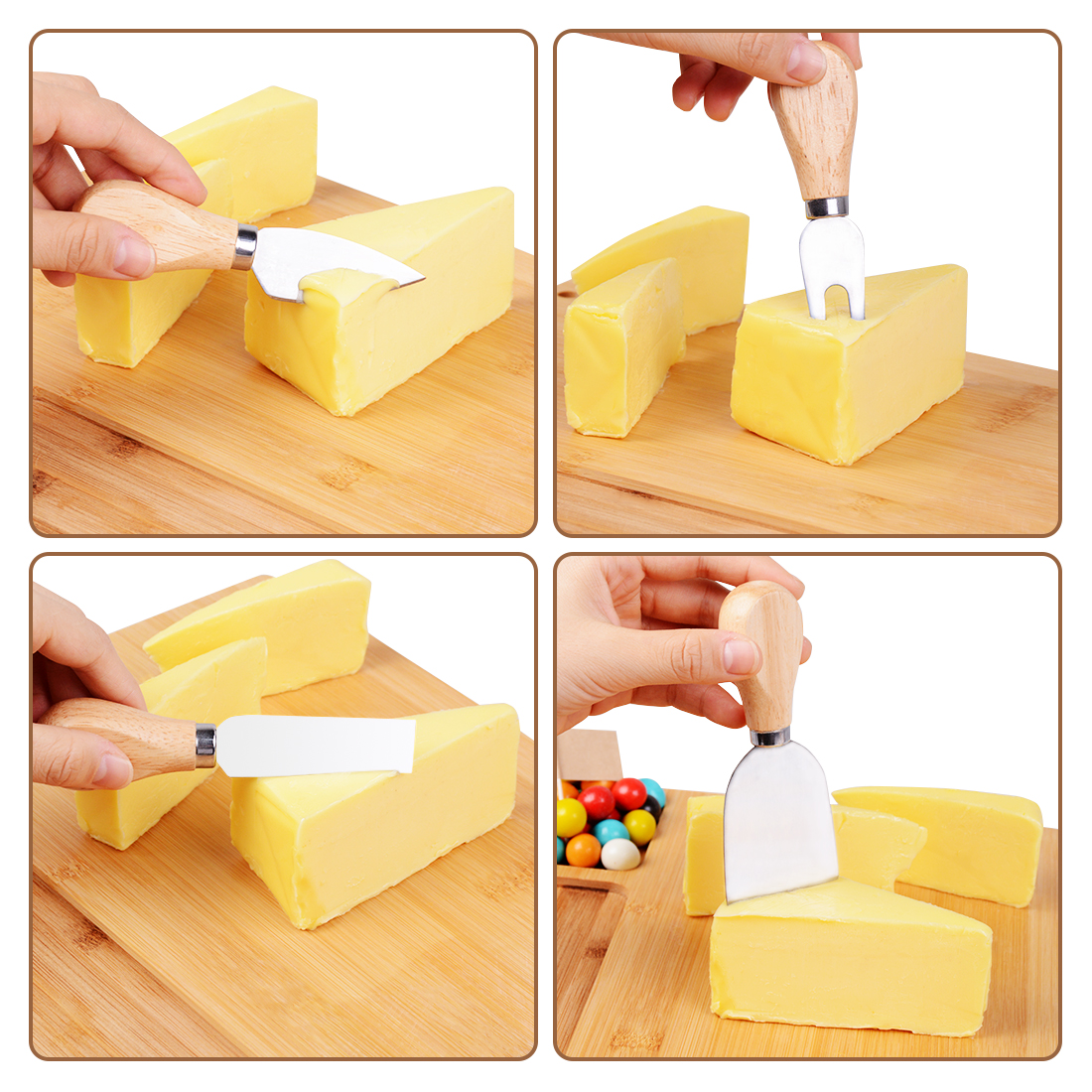 TOPNEW Bamboo Cheese Board and Knife Set Charcuterie Platter Serving Tray Set with 4 Knives 8 Forks 2 Seasoning Bowls 20 Cheese Labels Gift  for Housewarming Wedding Birthday