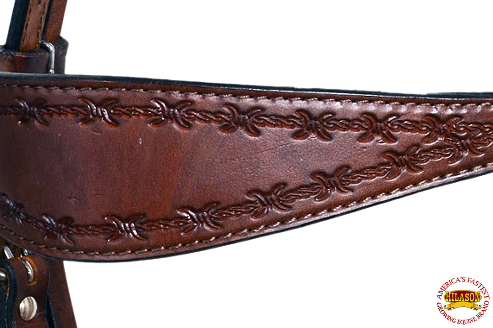 65BH Western Horse Headstall Tack Bridle American Leather Barb Wire Hilason
