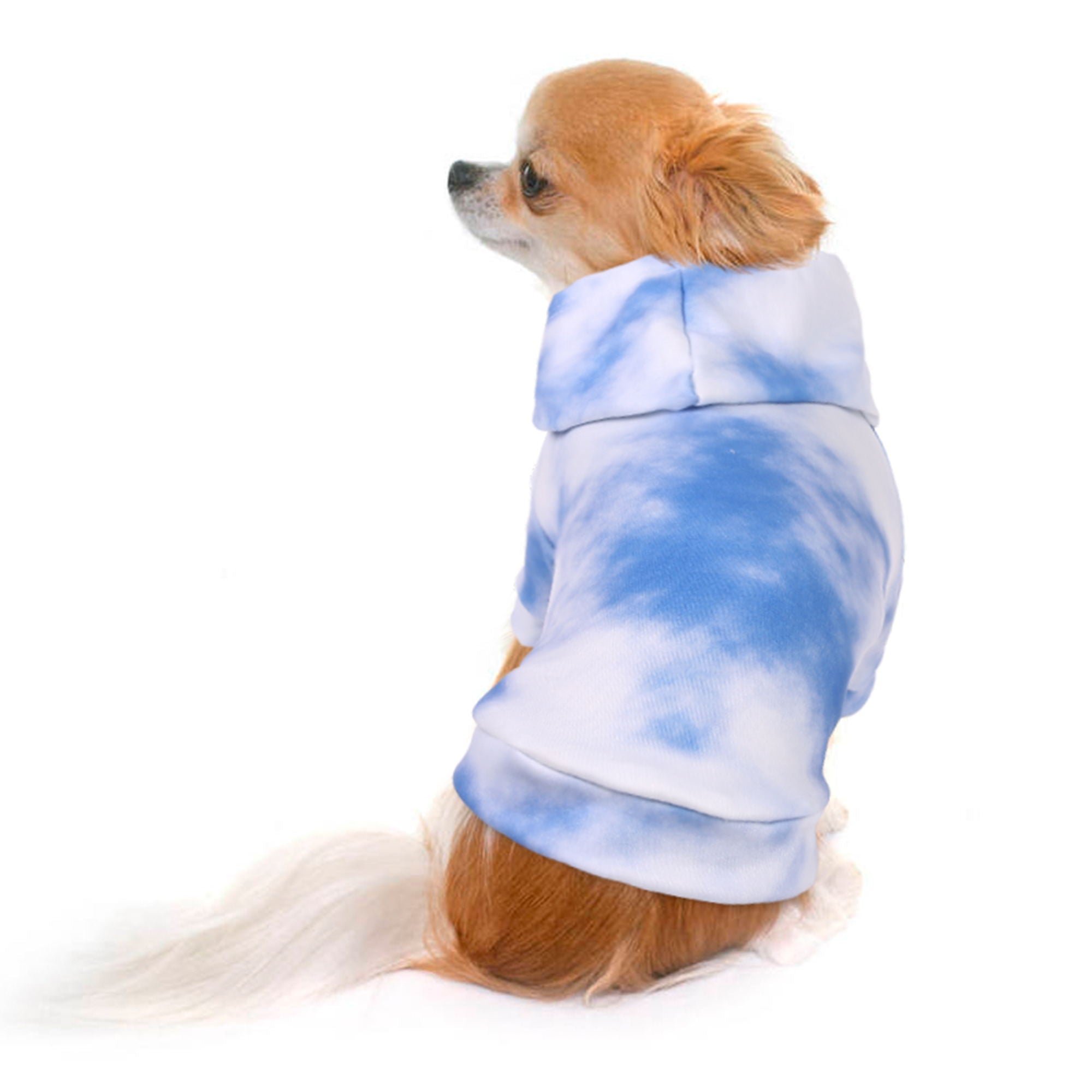 PUMYPOREITY Pet Clothes Sweaters with Hat， Polyester Doggie Breathable Clothes， Pet Sweatshirt Pullover， Puppy Clothes for Small Medium Dogs Girl Boy， Fashion Blue Sky and White Clouds Pattern