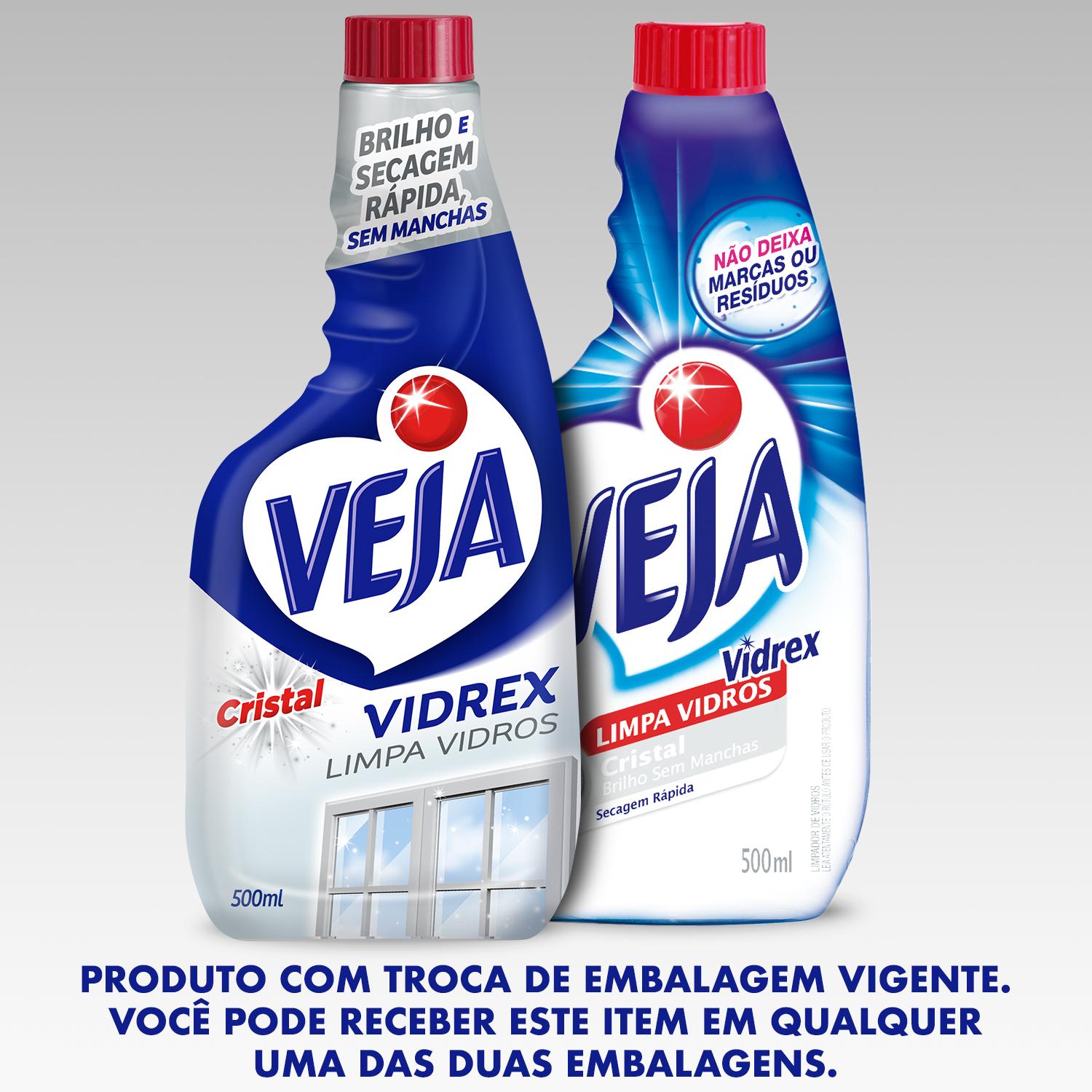 Limpa Vidros Spray Veja Vidrex Cristal 500ml Refil