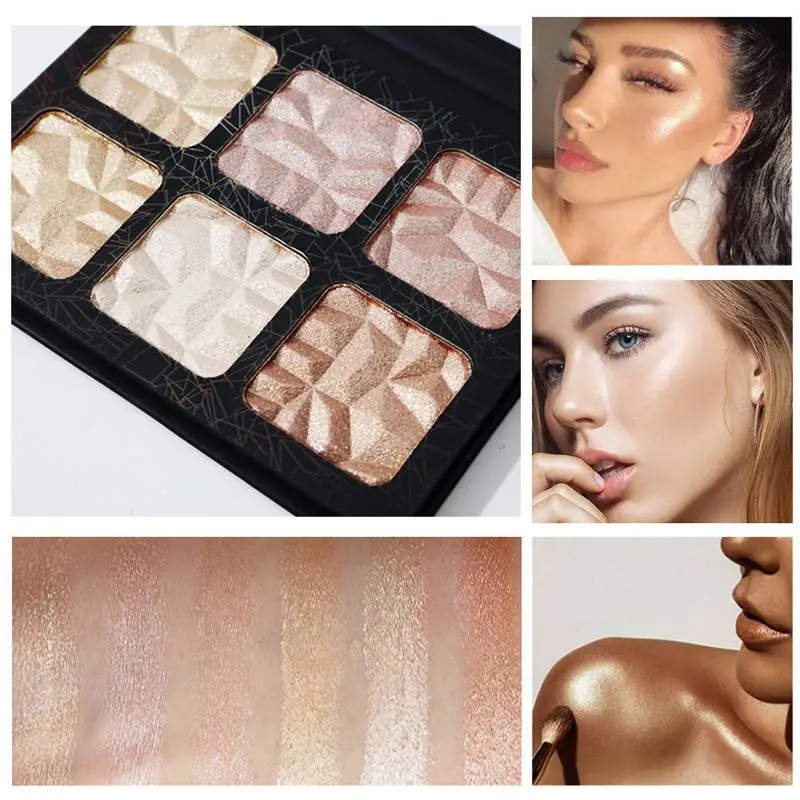 White Label Face Body Gold Diamond Bronzer Highlighter Palette