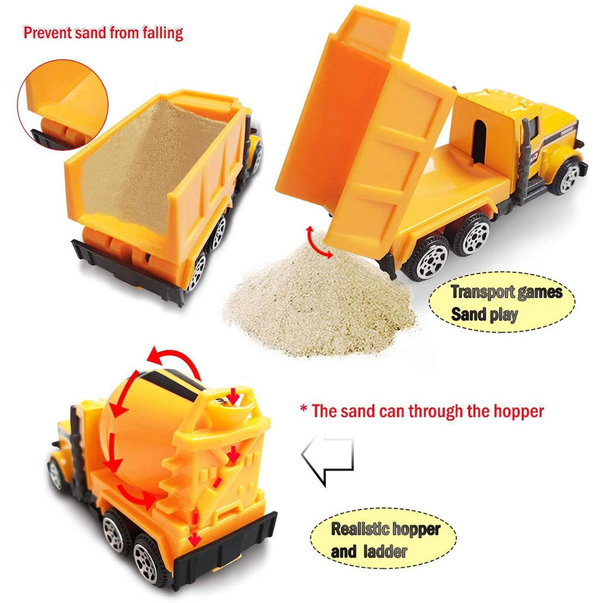 Coolplay 6PCS Mini Alloy Truck Forklift Bulldozer Excavator Die-Cast Vehicle Toy Set for 3 4 5 6 7 Year Old Boy Kids