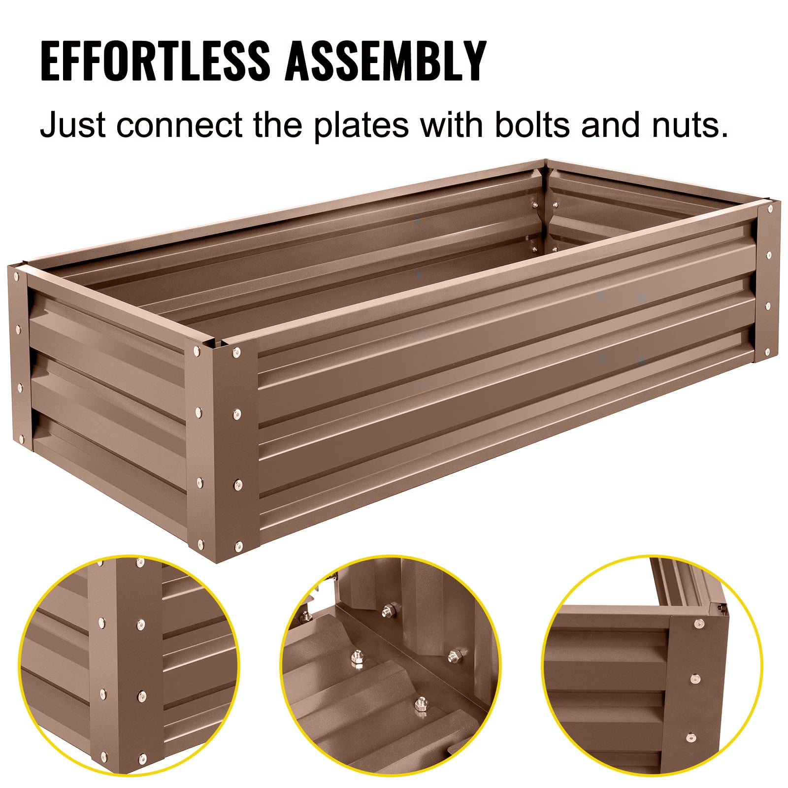 VEVORbrand Raised Metal Garden Bed, 48"x24"x10" Steel Garden Bed Square Garden Planter Box, Brown Steel Plant Raised Garden Bed Kit, Compost Garden Bed for Outdoor