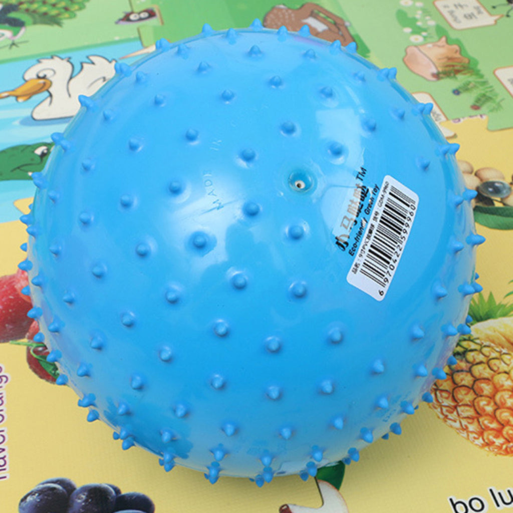9 Inch Kids Knobby Spiky Sensory Ball for Yoga Massage Blue