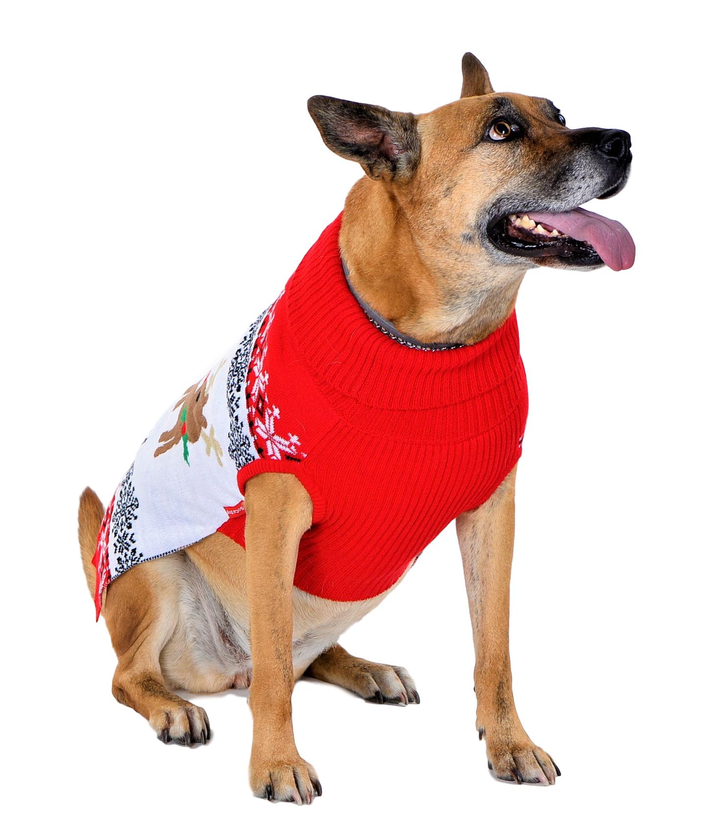 SoCal Look Dogs Christmas Sweaters Deer Pullover Large Red
