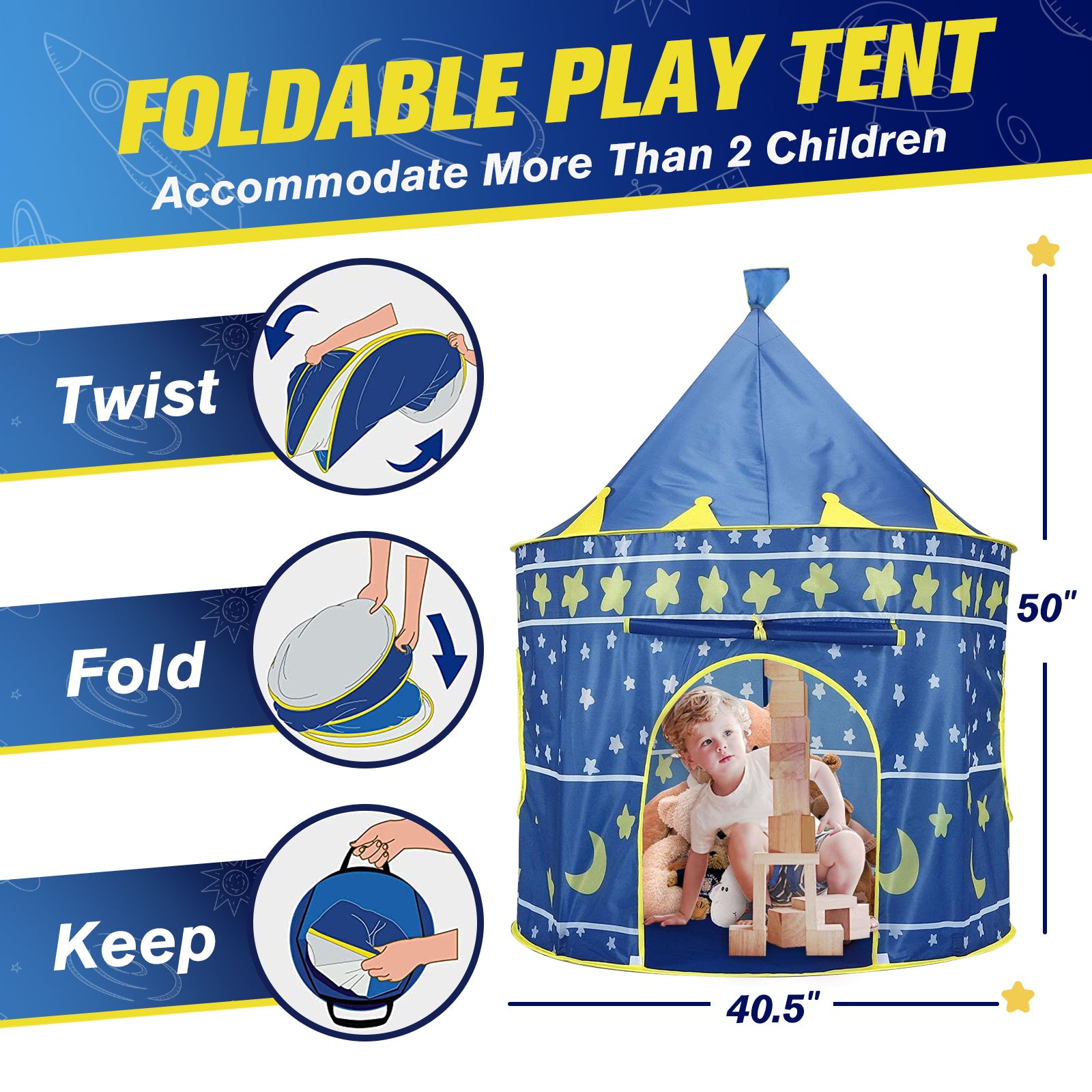 Kids Playing Tents, Foldable Children Yurt Indoor Castle Tent, Large Space Portable Toddler Indoor and Outdoor Playhouse for Kids, Durable Kids Playing Tents for camping, picnics, sleepovers Pink