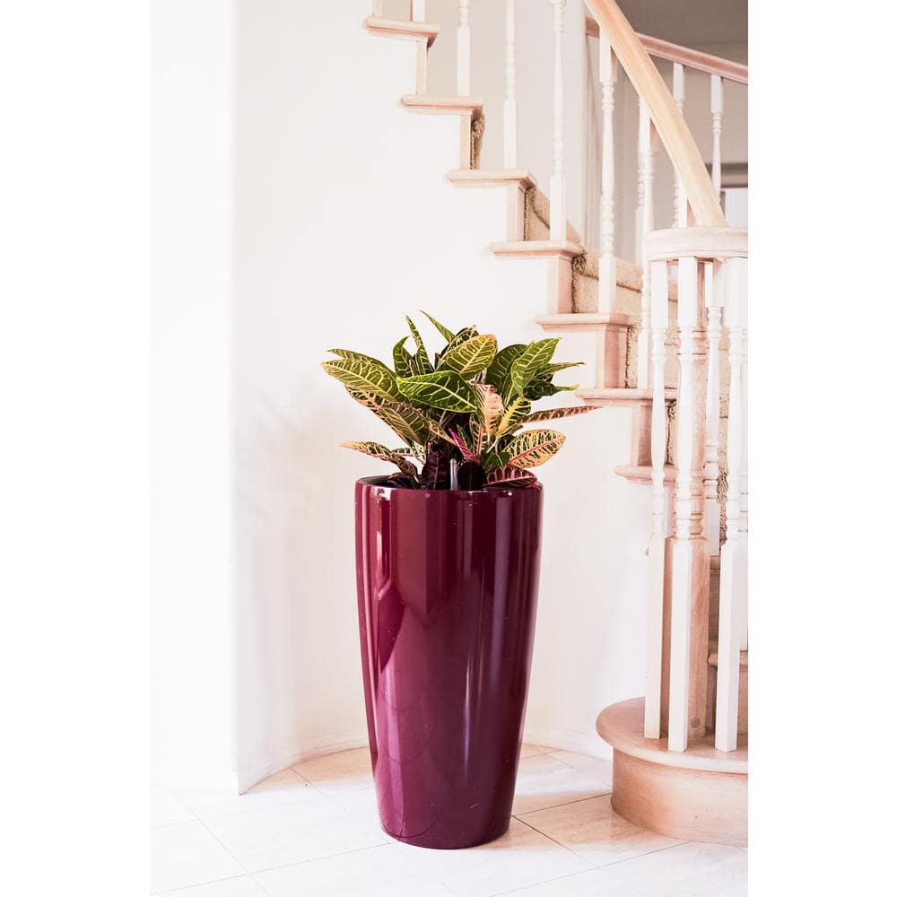 XBRAND 30 in. Tall Red Plastic Nested Self Watering Indoor/Outdoor Tall Round Planter Pot (Set of 2) PL3585RD