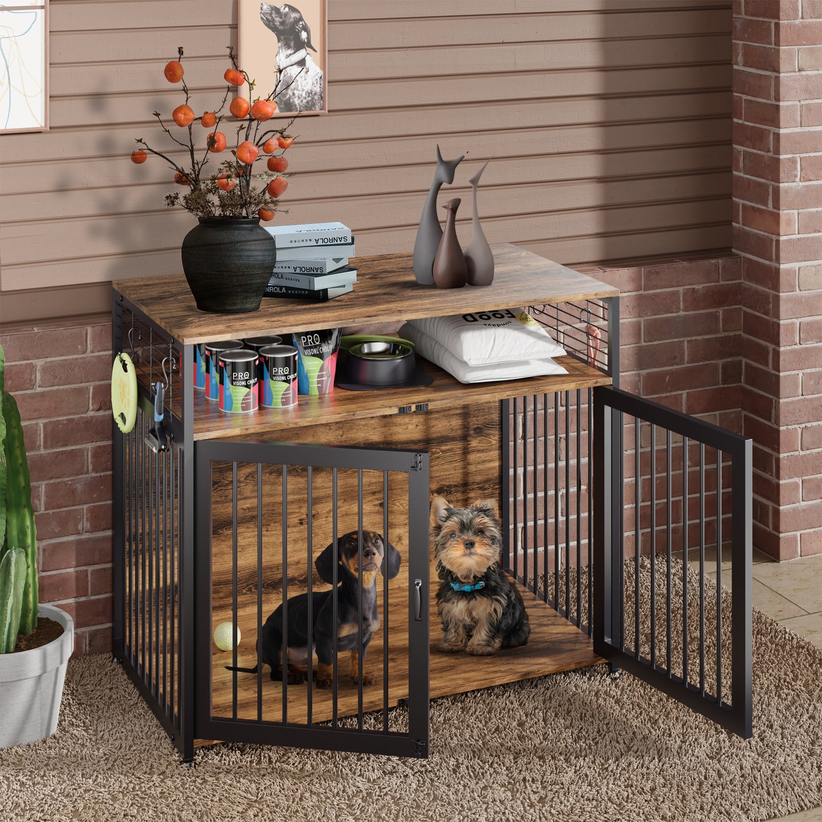 MOPHOTO Dog Crate Furniture-Style Cages Large Dog Crate Furniture Indoor Dog Kennels， Easy to assemble