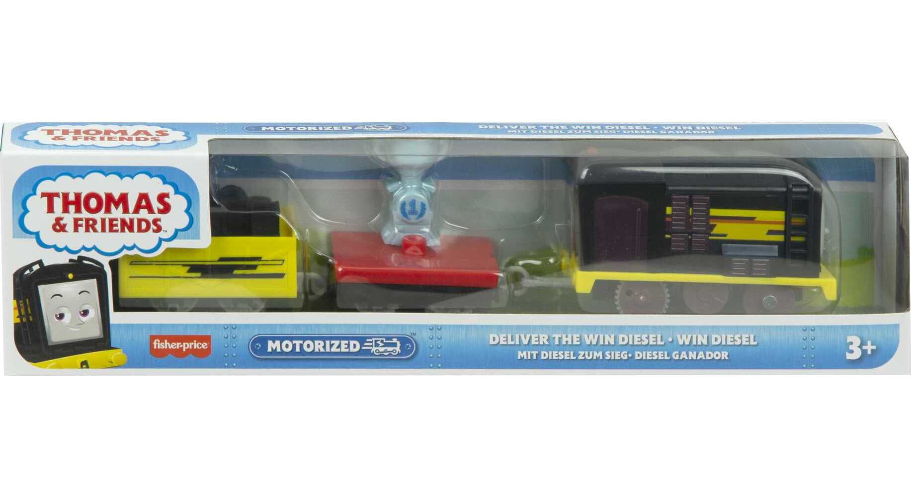 Thomas and Friends Deliver the Win Diesel Motorized Toy Train with Cargo Car and Sodor Cup， 3 Pieces
