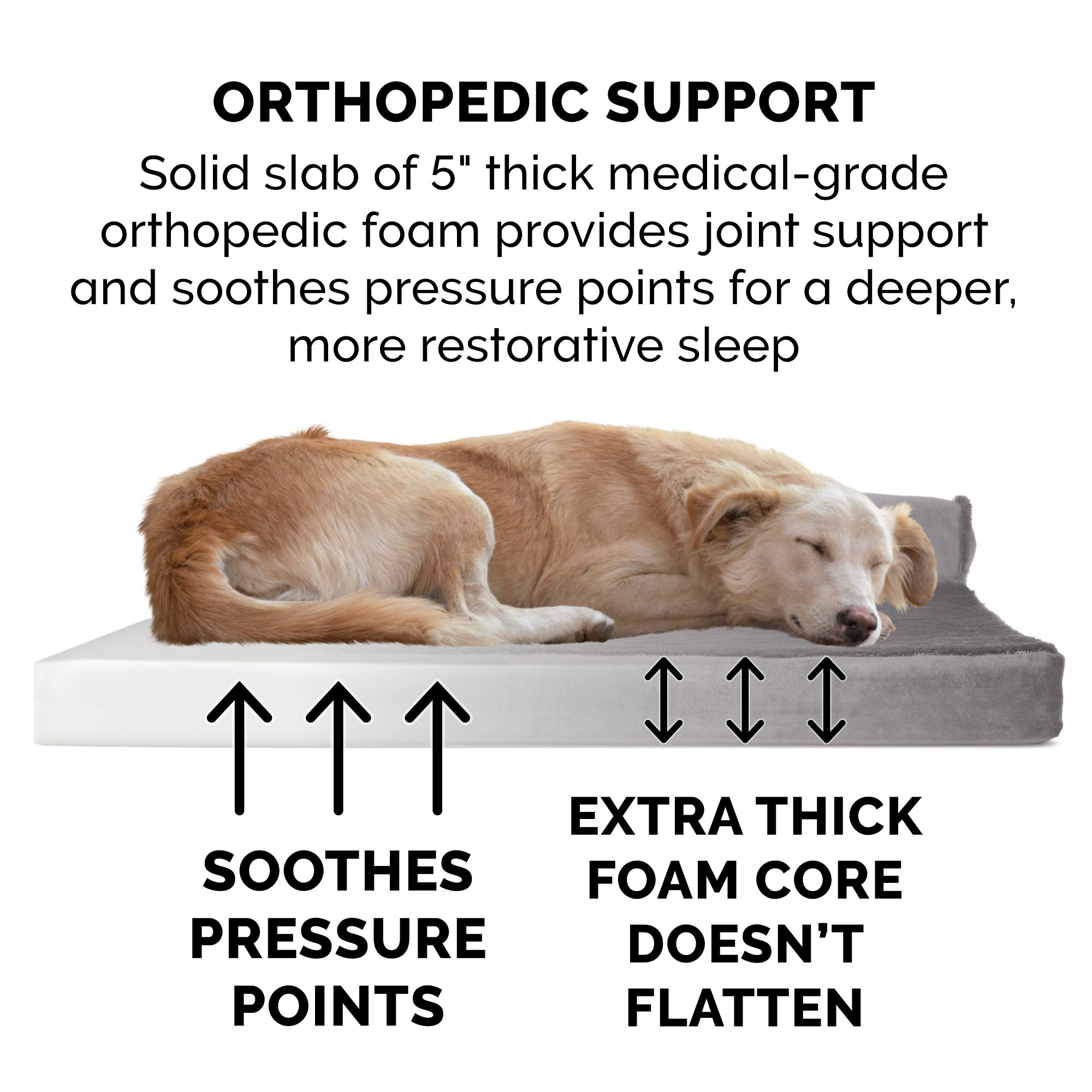 FurHaven Pet Products | Deluxe Orthopedic Plush and Velvet L-Shaped Chaise Couch Pet Bed for Dogs and Cats， Platinum Gray， Jumbo Plus