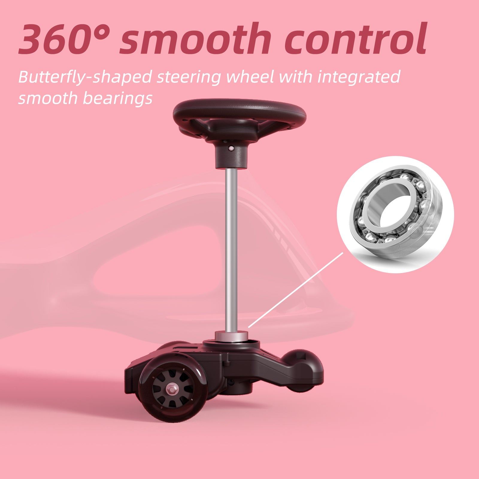 XJD 2 in 1 Electric Pedal and Push Ride On Toy Wiggle Car with Flashing Anti-Rollover Wheel， Adjustable Length and Music for Kids Unisex，Pink