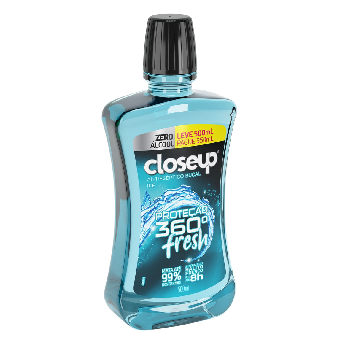 Enxaguante Bucal Zero Alcool Ice Closeup Protecao 360° Fresh Frasco Leve 500ml Pague 350ml