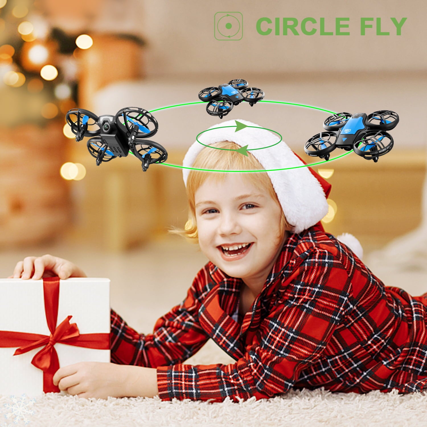 4DRC V8 Mini Drone， Suitable for Children and Beginners， 3 Batteries and Storage Bag， Height Hold， Headless Mode， 3D Flip and Auto Hover， Blue