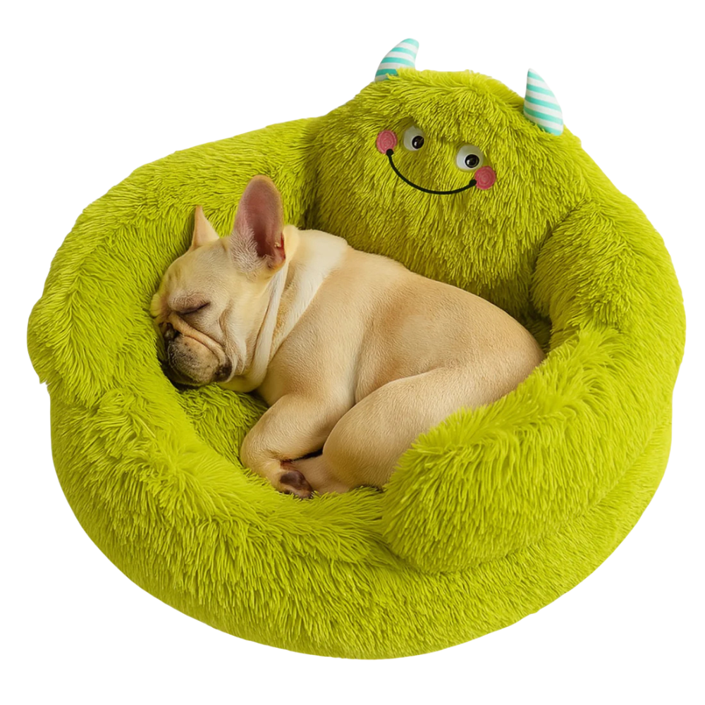 Funny Green Dog Cuddle Bed | Anti-Stress Plush Bed for Deep Relaxation
