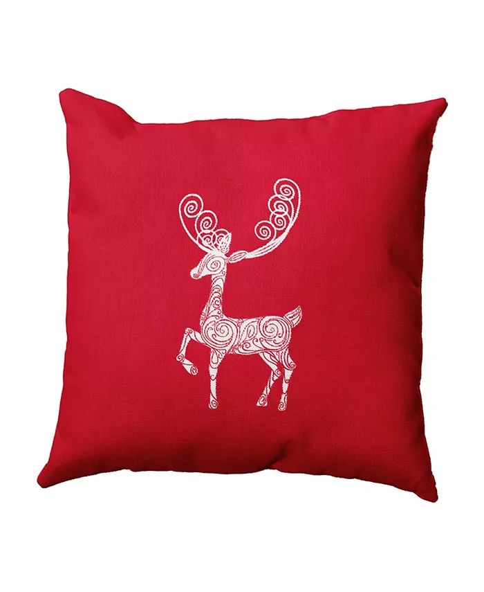 E by Design 16 Inch Red Decorative Christmas Throw Pillow