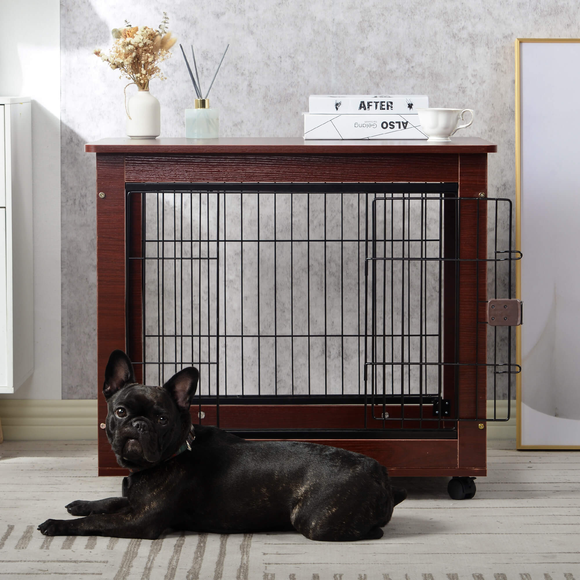 31'' Furniture Style Pet Dog Crate Cage with Wooden Structure